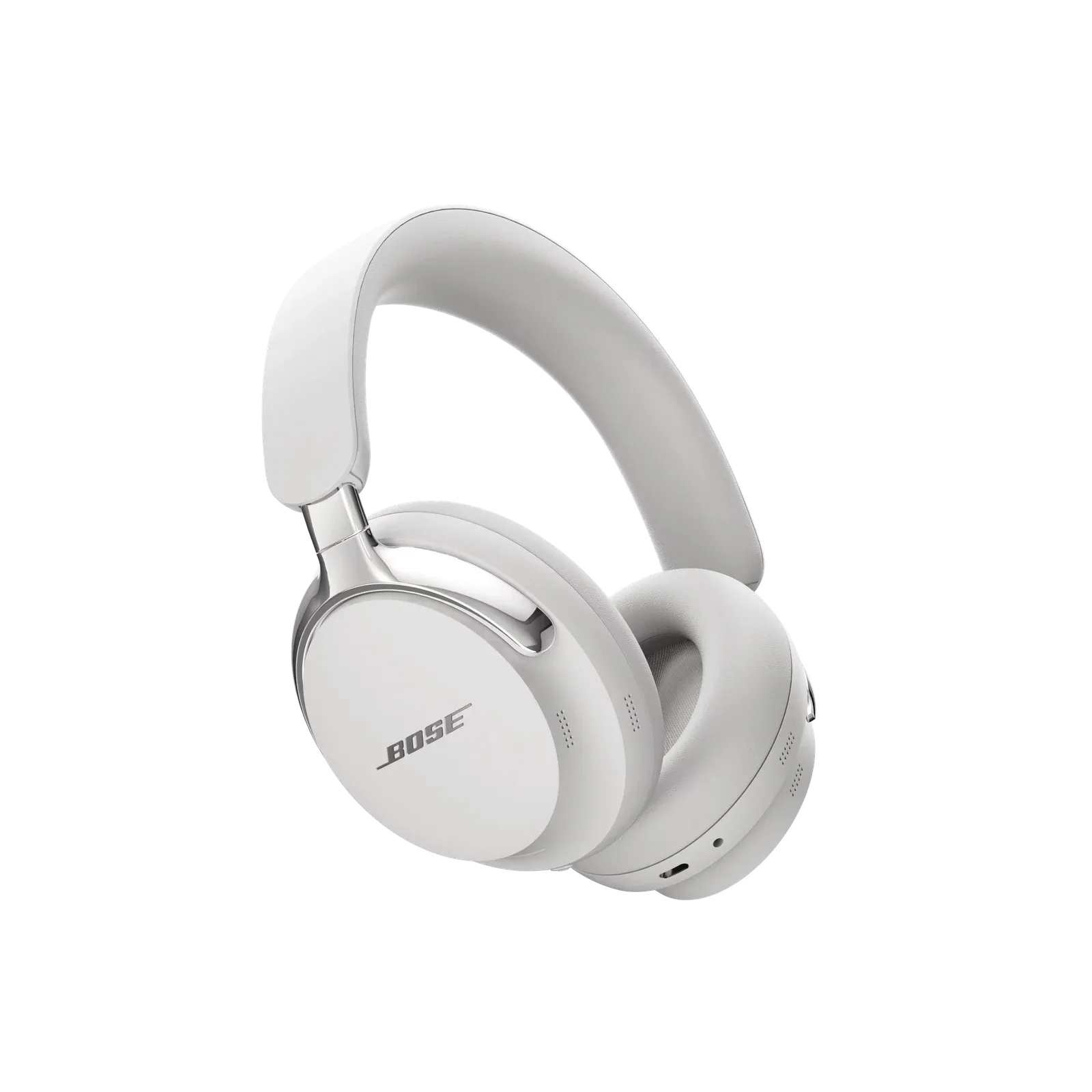 Bose QuietComfort Ultra Headphones (2nd Gen) in White Smoke, three-quarter view