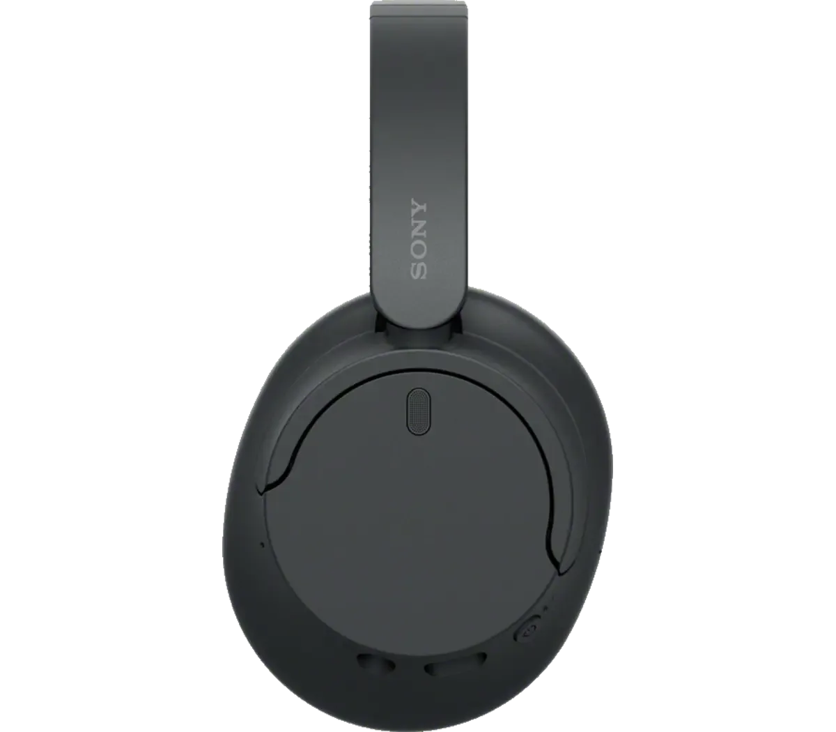 Sony WH-CH720N in black, side view of the ear cup showing the buttons and USB-C port